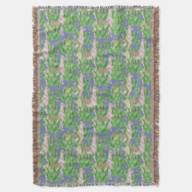 Couverture Lama d'aquarelle et motif de Catus (devant Vertical)