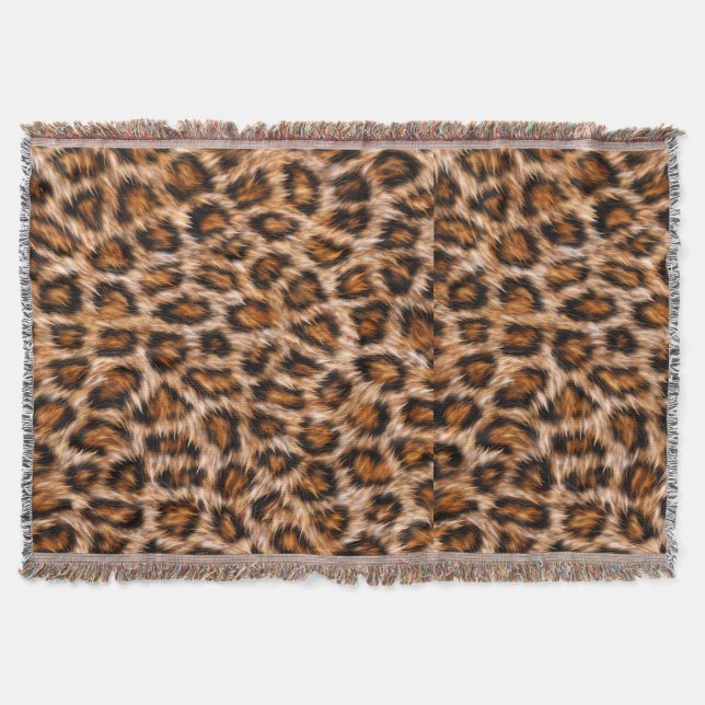 Couverture Leopard Jaguar Chat fourrure Brown Motif-24609 (Devant)