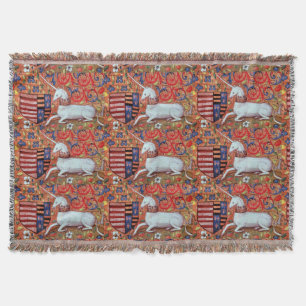 COUVERTURE LICORNE ET FLEURS MÉDIÉVALES D'IMAGINAIRE, MOTIFS