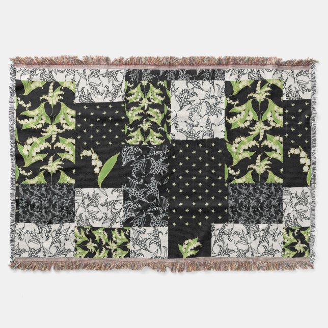 Couverture Lily-of-the-Valley Faux Patchwork noir (Devant)