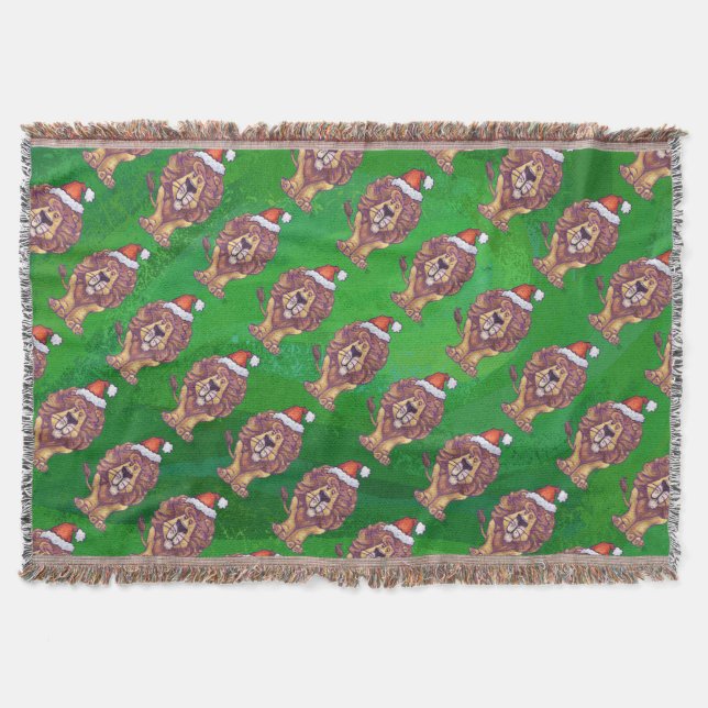 Couverture Lion Christmas on Green (Devant)