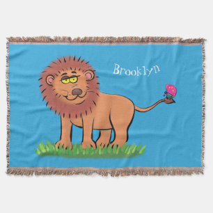 Couverture Lion joyeux avec dessin animé de papillon