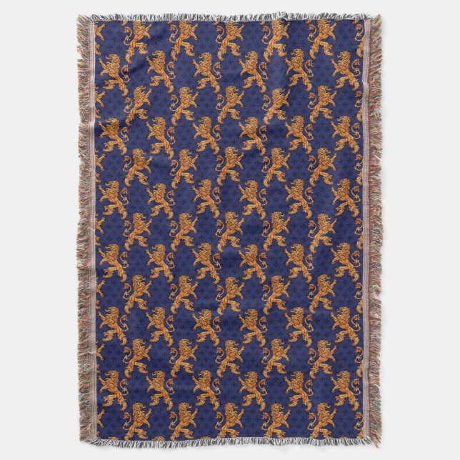 Couverture Lion médiéval Blue Fleur de Lis d'or (devant Vertical)