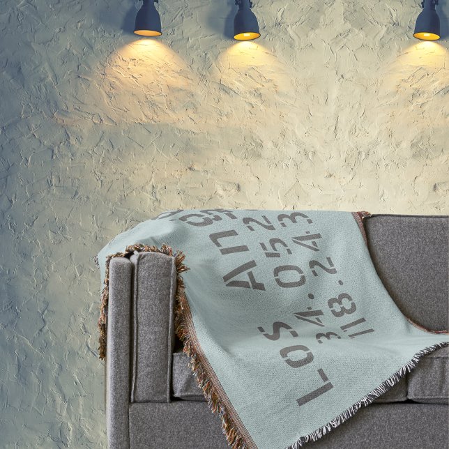 Couverture Longitude de la Latitude de Los Angeles (Cool blanket for your industrial aesthetic décor)