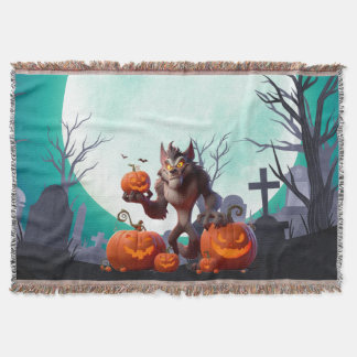 Couverture loup-garou et citrouilles d'Halloween