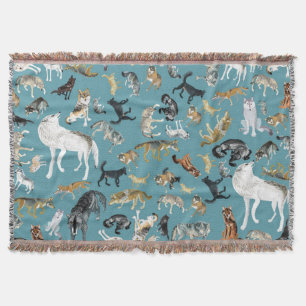 Couverture Loups du monde motif Turquoise