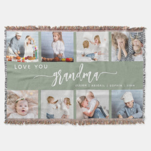 Couverture Love You Grandma 8 Photo Collage Vert Sauge