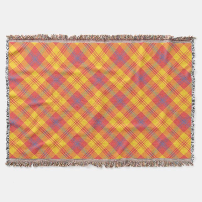 Couverture Lumineux Rouge Jaune Bleu Plaid Blanche (Devant)