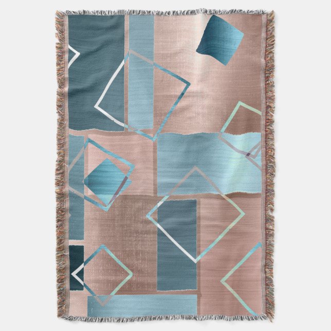 Couverture Luxe Abstrait | Blush Rose Gold et Turquoise Géomé (devant Vertical)