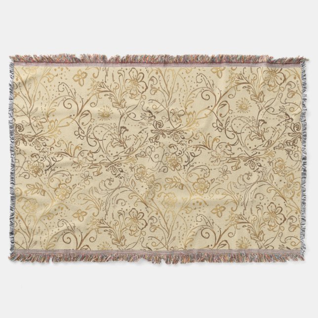 Couverture Luxury, Lovely Gold Flowers Pattern (Devant)