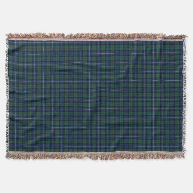 Couverture MacLeod of Skye Clan Plaid bleu foncé et vert (Devant)