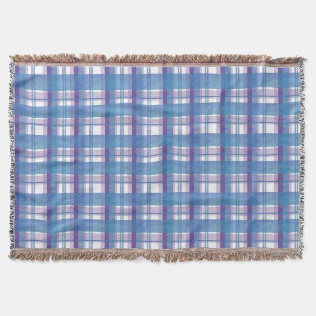 Couverture Madras Plaid Blue et Purple (Devant)