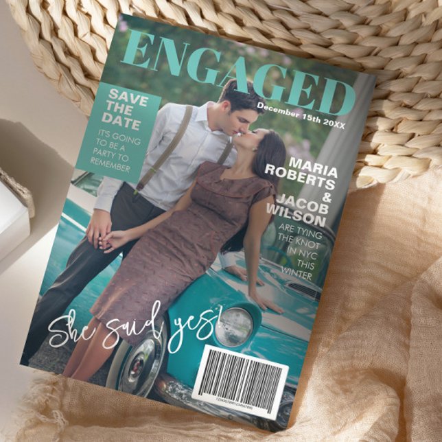 Couverture Magazine Enregistrer la date Faire-part (Créateur téléchargé)