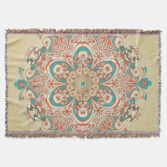 Couverture Mandala Kaleidoscope Mosaic - Blanche (Devant)