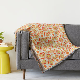 Couverture Mandala motif, rouge brique, rouille, or