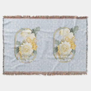 Couverture Mandalas bleu clair, rose et blanc
