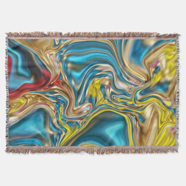 Couverture marbre abstrait tourbillons jaune turquoise bleu t (Devant)