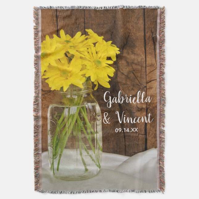 Couverture Mariage campagnard Mason Jar et Jaune Daisies (devant Vertical)