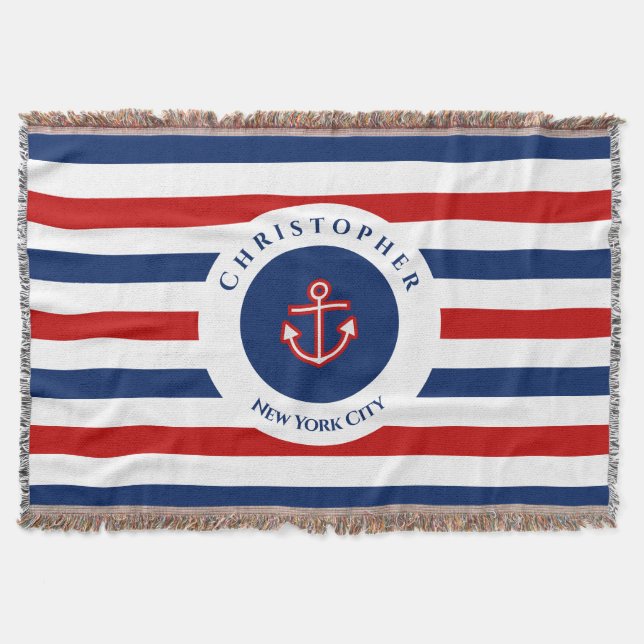 Couverture Marine marine Bleu Rouge Blanc rayures (Devant)