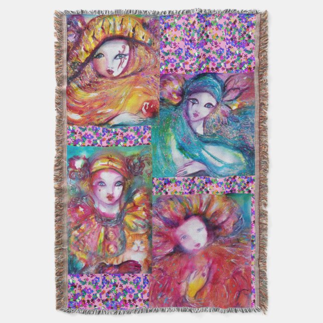 COUVERTURE MASQUES DE CARNAVAL BLEU, ROUGE, JAUNE AVEC CONFET (devant Vertical)