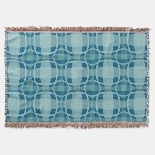 Couverture Mazipoodles Square Circle Plaid Baby Blue (Devant)