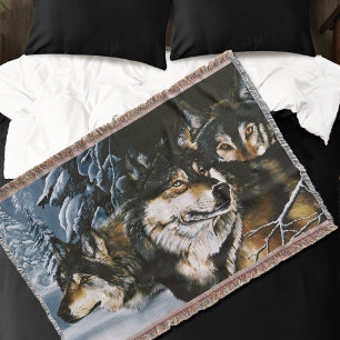 Couverture Meute de loups majestueuse Forêt enneigée en hiver