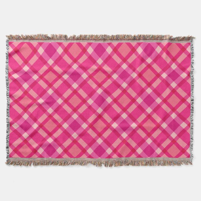 Couverture Mi-siècle moderne Plaid, Fuchsia rose & Coral Roug (Devant)