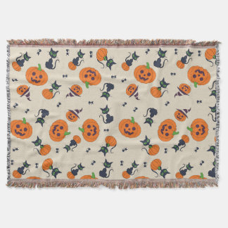 Couverture Mignons citrouilles d'Halloween et motif de chats 