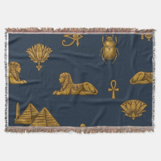 Couverture Minimalist Navy & Antique Gold Egyptian Pattern