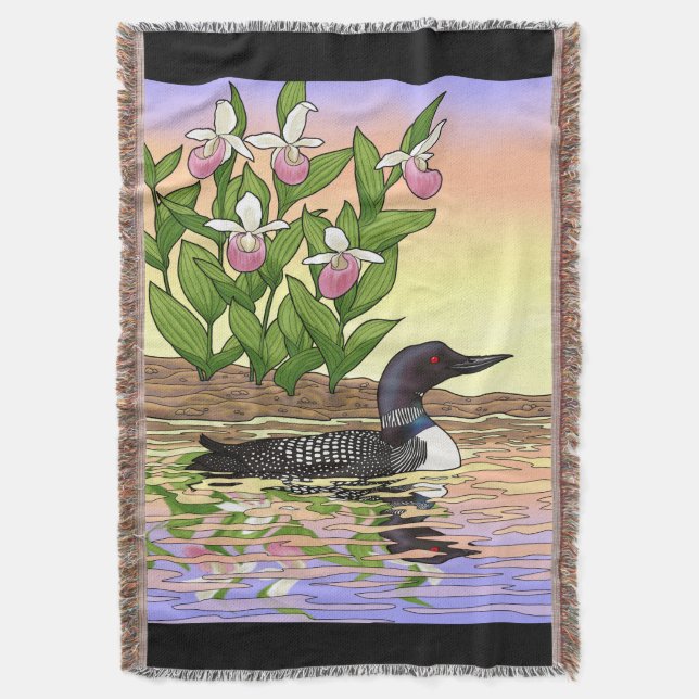 Couverture MN State Bird Flower Loon Lady Slipper (devant Vertical)