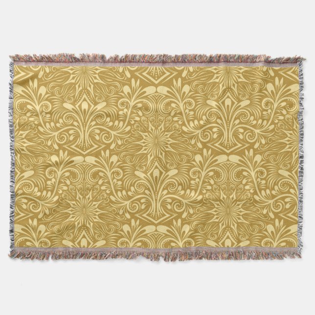 Couverture Modèle Floral Baroque Damas d'or (Devant)