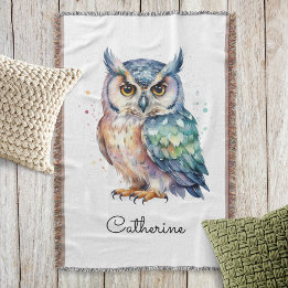 Couverture Modern Watercolor Horned Owl Personalized