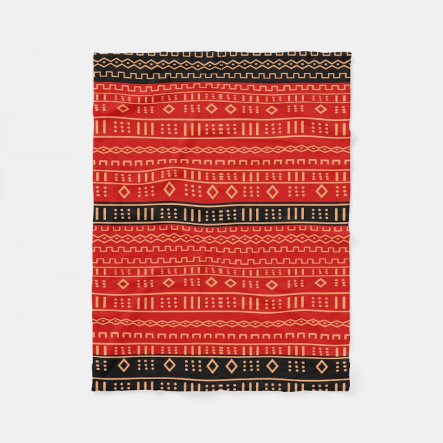 Couverture moderne rouge et noire de Mudcloth (Devant)