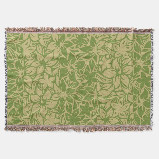 Couverture Moloaa Bay Hawaiian Hibiscus Tonal Strikets Blanch (Devant)