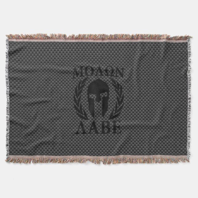 Couverture Molon Labe Spartan Warrior Laurels Décor Carbone (Devant)