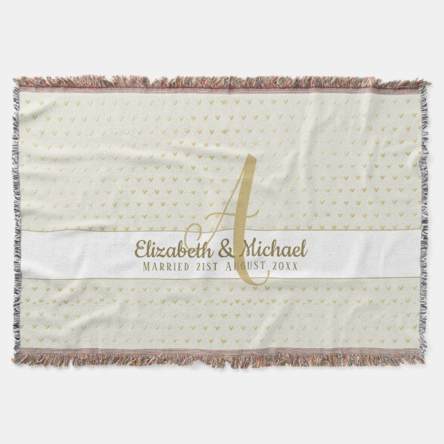 Couverture Monogram Newlywed Wedding Gold Elegant Venin (Devant)