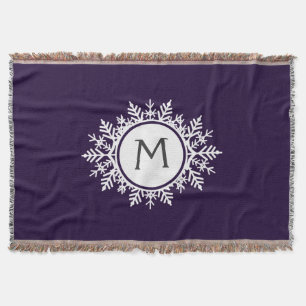 Couverture Monogramme blanc fleuri de flocon de neige sur le