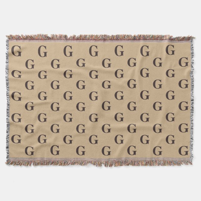 Couverture Monogramme Brown foncé Motif Tan Arrière - plan (Devant)