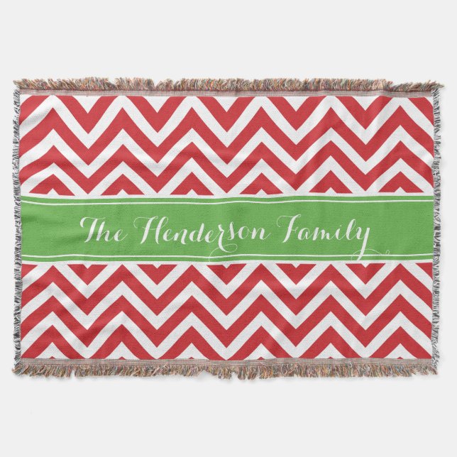 Couverture Monogramme de famille Chevron rouge et vert (Devant)