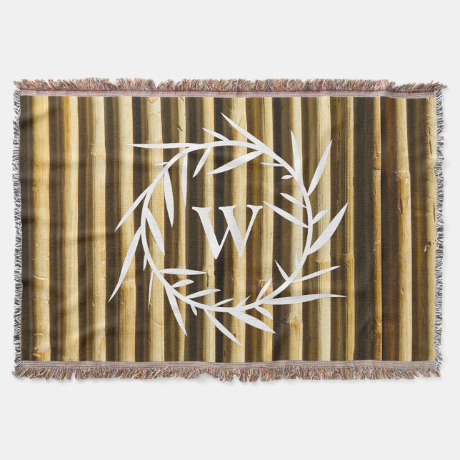 Couverture Monogramme en bambou rustique Lignes verticales Mo (Devant)