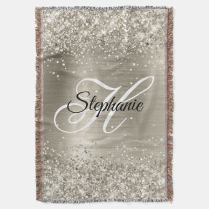 Couverture Monogramme Fantaisie Pailleté en Feuille de Platin