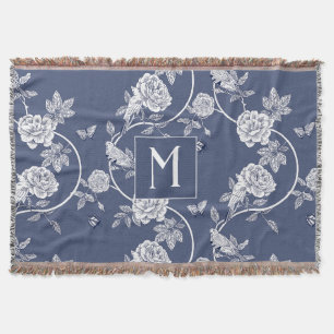 Couverture Monogramme floral de la Chinoiserie bleue