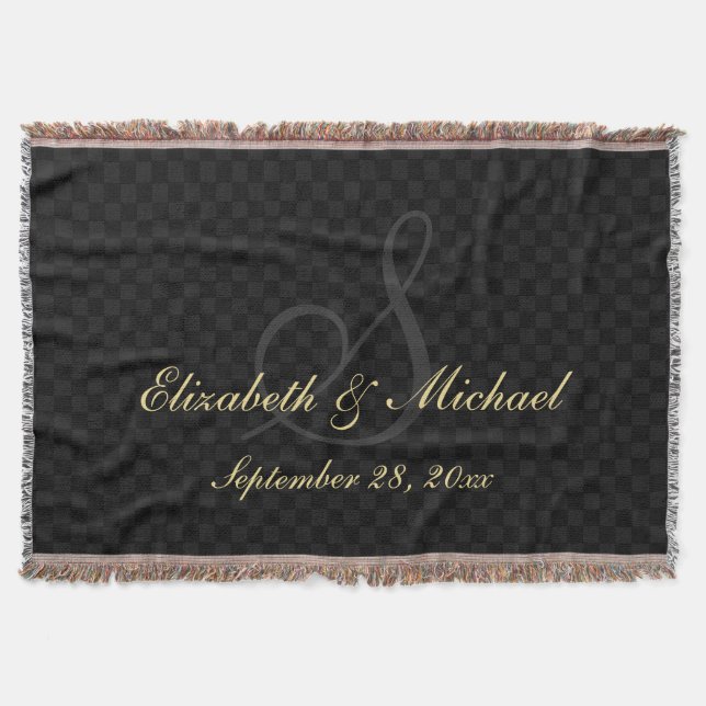 Couverture Monogramme Mariage Date Mariée Nom de la chambre N (Devant)
