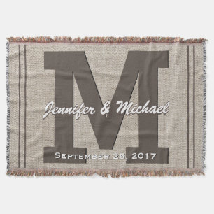 Couverture Monogramme mariage Regarder le lin rustique
