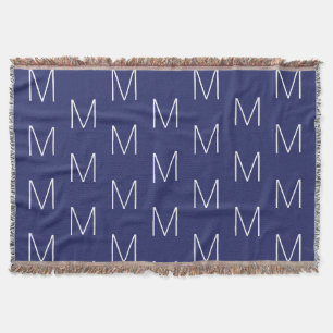 Couverture Monogramme marine bleu & blanc coutume initiale