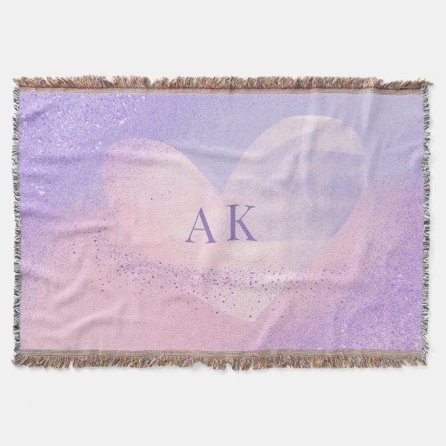 Couverture Monogramme Purple Pink Gradient Coeur (Devant)