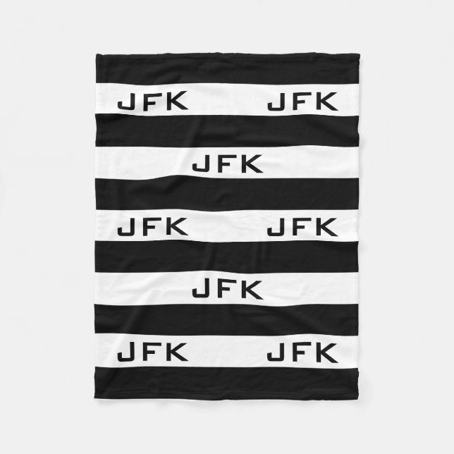 Couverture monogramme rayé noir et blanc (Devant)