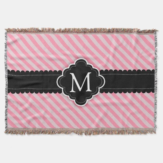 Couverture Monogramme rose Girly de coutume de noir de motif (Devant)