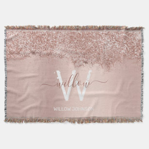 Couverture Monogramme rose Gold Blush Rose Girl Parties scint