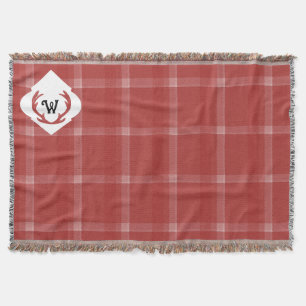 Couverture Monogramme rouge rustique Tartan Bourgogne